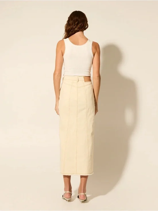 KIVARI Elena Skirt Size 4 Cream Like New | Neutral Classic Coastal - Picture 7 of 7